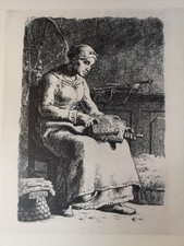 Print from 1926: Jean-François Millet, La Cardeuse (1863). Courboin (Exc.):