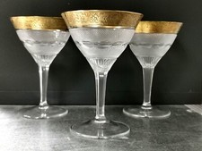 3 Coupes à Champagne CRYSTAL MOSER SPLENDID 24KT GOLD , cristal contour OR