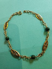 Bracelet Ancien or jaune 18 carats et boules malachite