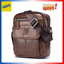 Sacoche en Cuir Véritable pour Homme Sac à Bandoulière Rétro 3 Coloris