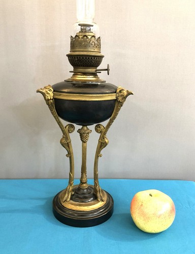 Antique bronze tripod kerosene - antique,