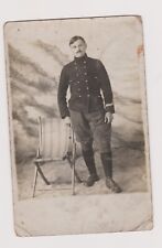 Belgian Military Officer Standing Card Photo with Anonymous Studio Lounger ?