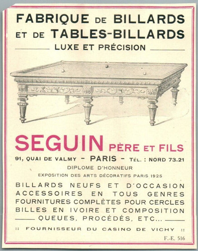 Seguin fabrique billard tables - seguin,