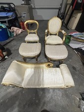 Antique Baby Doll Furniture. French Louis XVI Style. Chaise Lounge, Chair, Foot