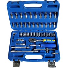 Socket set with ratchet wrench 1/4 + sockets + tips + screwdriver + ral...