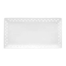 Plateau Rectangulaire Blanc À Motifs En Porcelaine 35x17,5x2,3 Cm