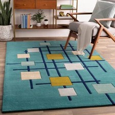 Tapis géométrique épais touffeté fait main pure laine pour tapis de salon