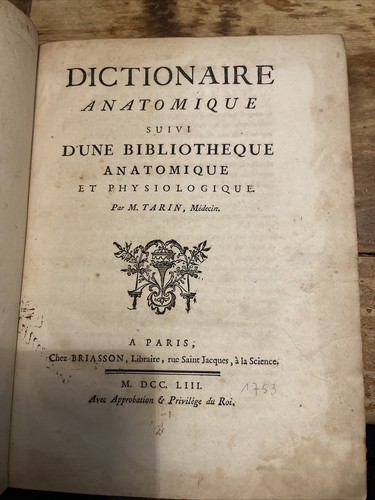 Dictionnaire anatomique 1753 - dictionnaire,