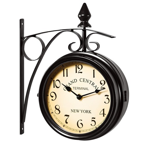 Horloge gare noire double - gare,