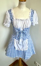 robe T36/38 vichy bleu blanc jupon inclus style soubrette tablier carreaux 802!