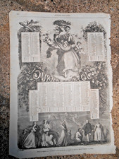 old 1859 antique calendar paper detached newspaper sheet for all