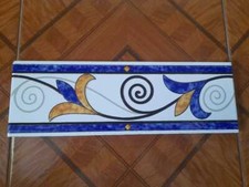 Set De 3 - 30.5cm x 10.2cm Tuile Bordure Vieux Antique Vintage 1990s Ceramic