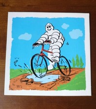 Ancien Vintage MICHELIN Bibendum PLV Carton Publicitaire Fait du Vélo VTT