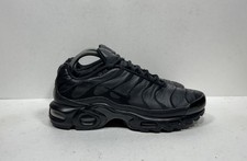 Nike Air Max Plus TN Men’s Size 8 Triple Black Leather Low Shoes AJ2029-001