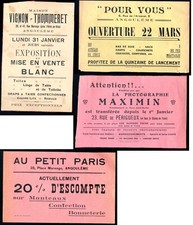 Antique small advertising posters 21 x 14 / shops of Angoulème