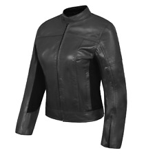 women's rebel essent leather motorcycle jacket with CE approved protections black l