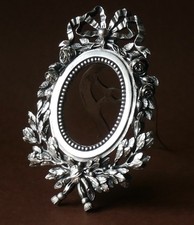 Louis XVI Neoclassical Medallion Frame, Miniature, Silver Bronze 18th Century Style