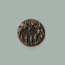 ANTIQUE BUTTON, late 19°, 21 mm, cut print on background, flowers