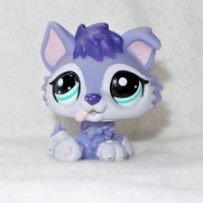 LITTLEST PET SHOP PETSHOP LPS #1810 HASBRO DOG PUPPY DOG HUSKY PURPLE EYES GREEN