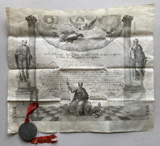 [FREEMASON] Rare Masonic patent on parchment. With stamp in box. 1809