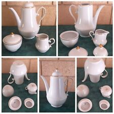 SERVICE À THÉ /CAFÉ-  12 TASSES - PORCELAINE BLANCHE & OR DE BAVIÈRE SCHIRNDING 