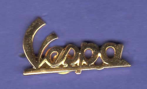 Vespa script hat pin - script,