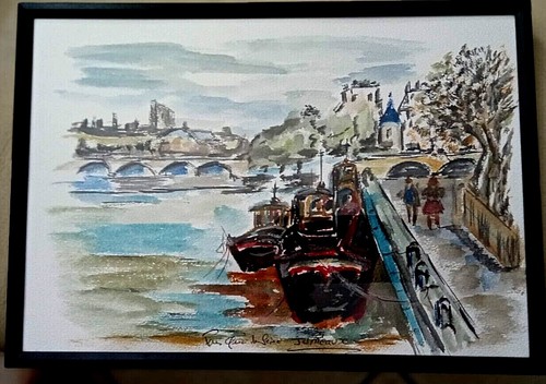 Aquarelle paris quai - aquarelle,