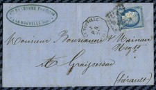 Cérès YT#60 + obl. convoyeur-station de LA NOUVELLE (Aude) s/lettre - 1873