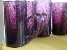6 ANTIQUE BIOT OR SCHNEIDER STYLE BULLER GLASSWARE SHOT GLASSES purple color