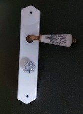 Plaque de propreté acec bouton et poignée Décor lavandes  , Porcelaine 