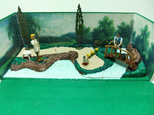 Diorama pêche la ligne - -,