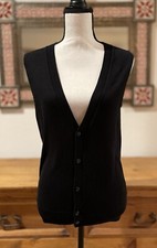 Jack & Jones Black 100% Cotton Button Sweater Vest w/Skull Detail Sz 170/92