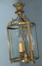 Antique 1950s Gilded Bronze and Glass Ceiling Chandelier to Restore