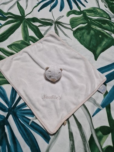 Doudou plat carré blanc ours - plat,
