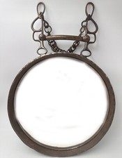 1950's Atypical Wrought Iron Mirror Atelier Marolles Style Horse Bite