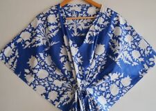 Robe Maxi Kaftan En Coton Indien Royal Blue Palmier