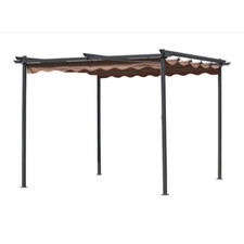Pergola Gazebo Acier Top Rétractable Polyester Ecru 3x3 MT pour Jardin Extérieur
