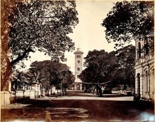 COLOMBO CEYLON ISLAND Ca 1886 Colombo Clock and Lighthouse