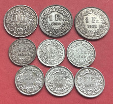 Suisse : lot de 9 monnaies en