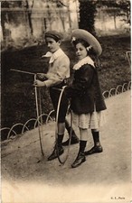Old postcard Paris children playing in a park (1242996)