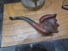 antique wooden pipe carved with fisherman's head decor