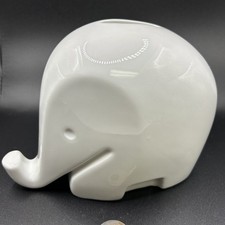 White 5” Luigi Colani Drumbo Elephant Money Box 1970s German Dresdner Bank