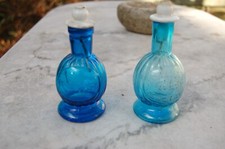 2 lampes à huile  Verre  bleu