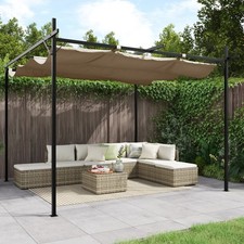 Pergola avec Toit Rétractable Pavillon Jardin Terrasse Extérieur Taupe vidaXL