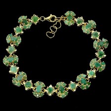 925 Argent Sterling Bracelet Ovale Émeraude 5x3mm Gemmes Naturelles Bijoux 7