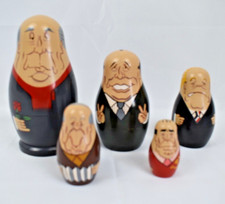 RUSSIAN WOODEN DOLLS POLITICIAN MITTERAND CHIRAC LE PEN ESTAING MARCHIS
