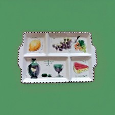 plateau apéritif en belle céramique italienne peint main vintage
