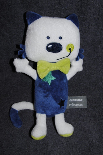 Peluche doudou chat bleu blanc - chat,