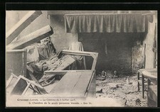 Old postcard Cravant, Le Cyclone 1905, Room of the only person injured, Son bed, Unw 