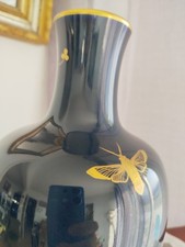 VERY NICE SEVRES PORCELAIN VASE NIGHT BLUE DECORATED BEE AND CLOVER